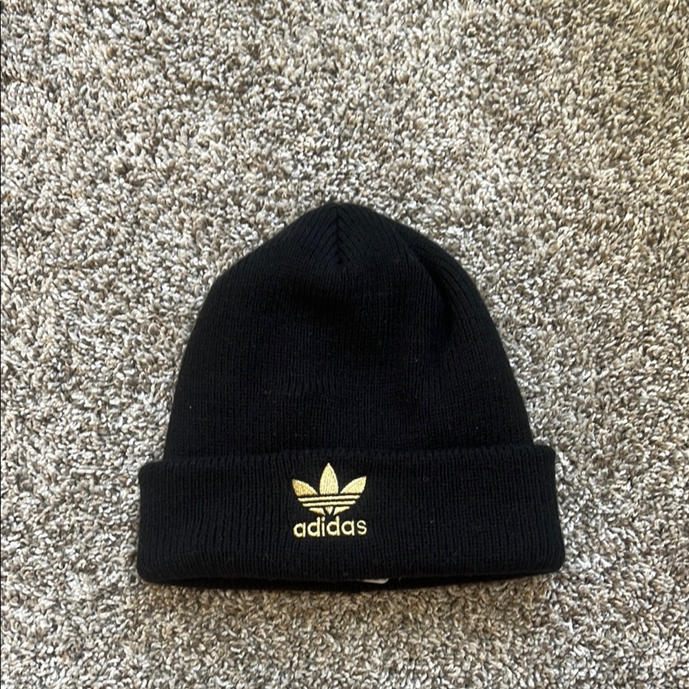 Adidas Black Beanie with Gold Logo